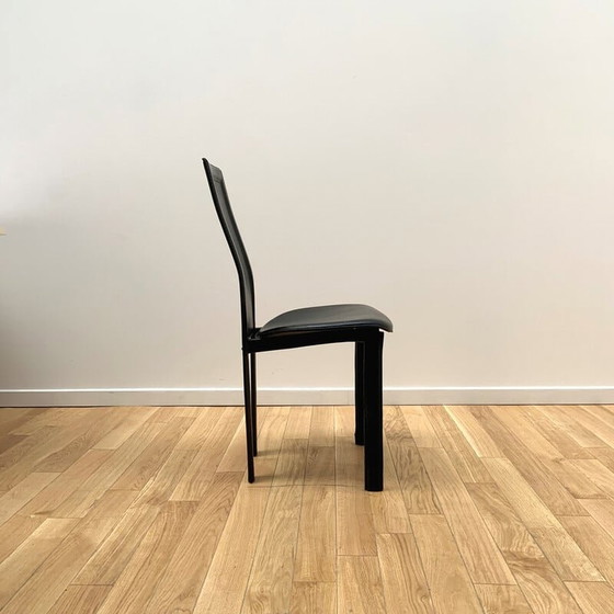 Image 1 of Chaise vintage "Elena b" en métal et cuir par Cattelian Italia, 1970