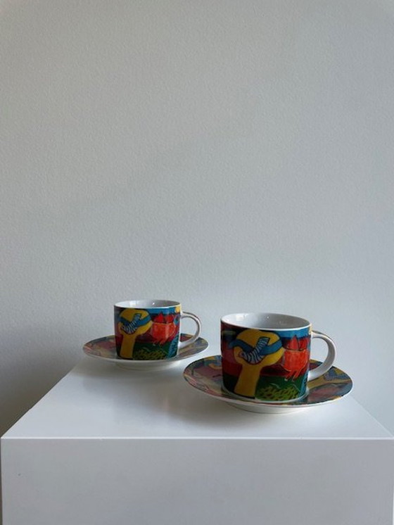 Image 1 of 2 X Tasse et soucoupe Corneille - 'L' Été Commençant'