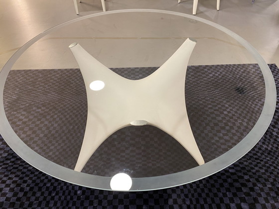 Image 1 of Table Arc Molteni Béton blanc et verre