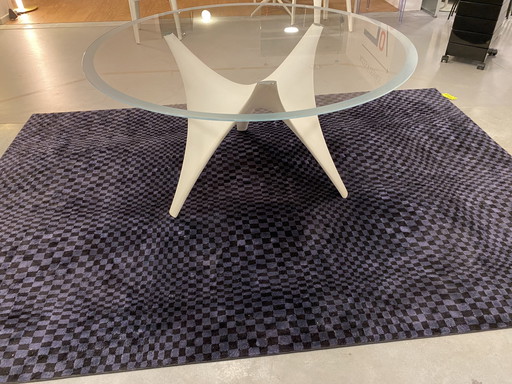 Table Arc Molteni Béton blanc et verre