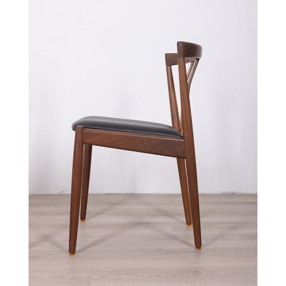 Image 1 of Paire de chaises vintage en teck et cuir noir, Danemark années 1960