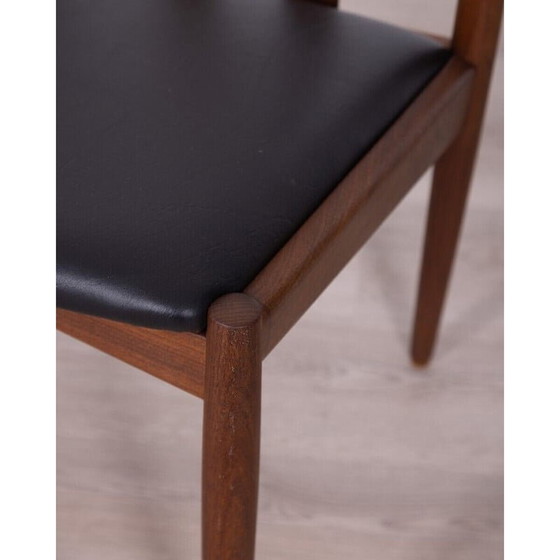Image 1 of Paire de chaises vintage en teck et cuir noir, Danemark années 1960