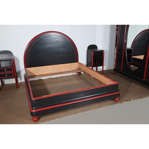 Ensemble de chambre à coucher vintage 5 pièces en bois peint