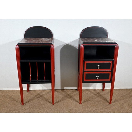 Image 1 of Ensemble de chambre à coucher vintage 5 pièces en bois peint