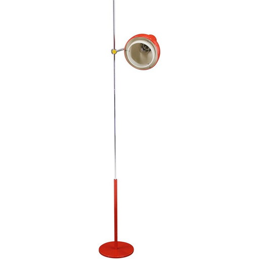 Lampadaire rouge vintage par Josef Hurka, Tchécoslovaquie 1970