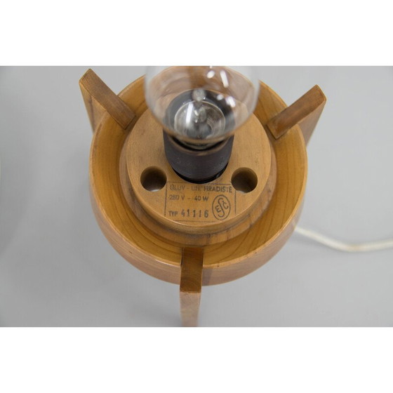 Image 1 of Lampe de table vintage en bois et verre par Uluv, Tchécoslovaquie années 1960