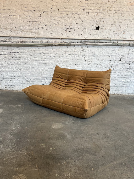 Image 1 of Togo Ligne Roset 2Seater With Footstool In Cognac Aniline Leather