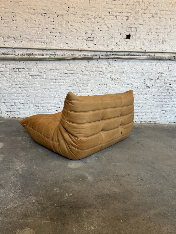 Image 1 of Togo Ligne Roset 2Seater With Footstool In Cognac Aniline Leather