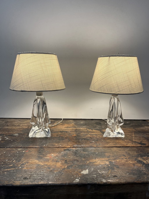 Lampes de table vintage en cristal Mid Century