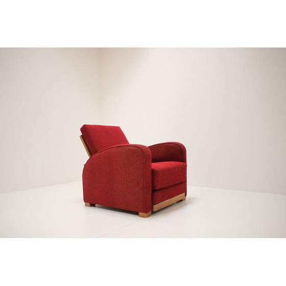 Image 1 of Fauteuil vintage en bois et tissu modèle H-282 par Jindřich Halabala, Tchécoslovaquie 1945