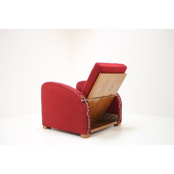 Image 1 of Fauteuil vintage en bois et tissu modèle H-282 par Jindřich Halabala, Tchécoslovaquie 1945