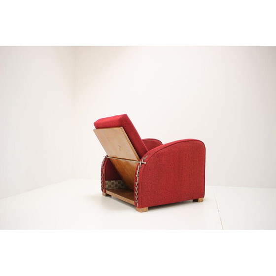 Image 1 of Fauteuil vintage en bois et tissu modèle H-282 par Jindřich Halabala, Tchécoslovaquie 1945