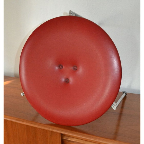 Image 1 of Paire de tabourets vintage en vinyle rouge et noir par Uno & Östen Kristiansson pour Luxus 1962s