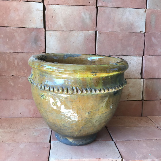 Image 1 of Poterie De Tamegroute Cache Pot Émaillée 