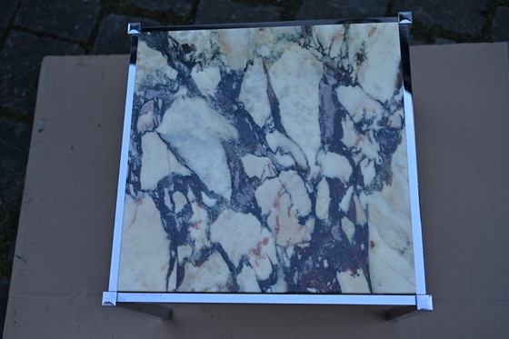 Image 1 of 70's Vintage Marble Chrome Table basse