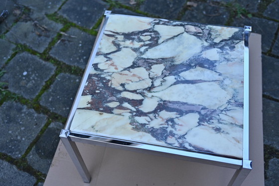 Image 1 of 70's Vintage Marble Chrome Table basse