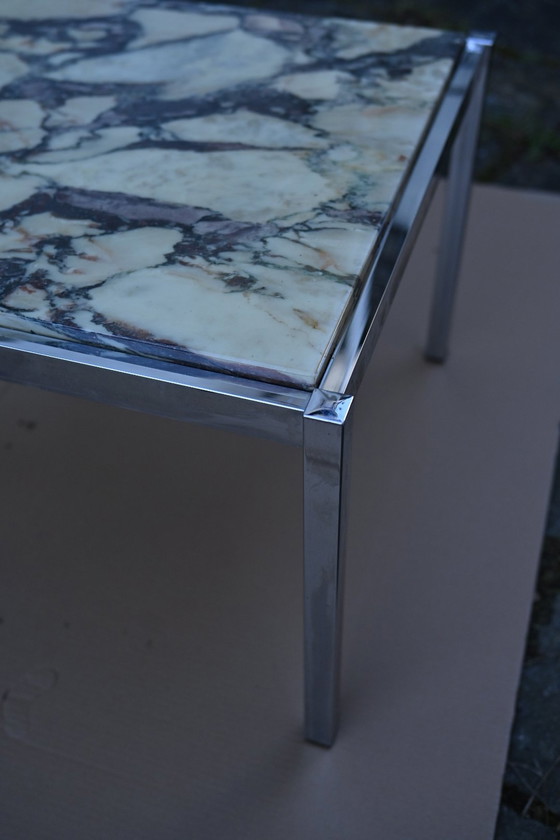 Image 1 of 70's Vintage Marble Chrome Table basse