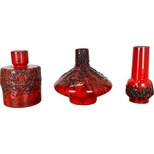 Ensemble de 3 vases en céramique vintage par Otto Keramik, Allemagne, années 1970