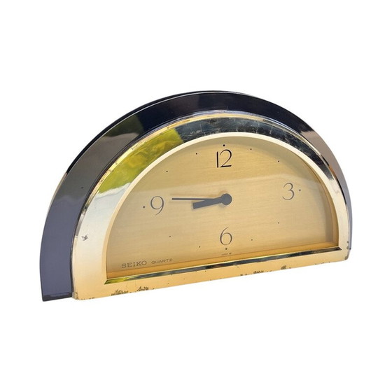 Image 1 of Horloge de cheminée à quartz en plastique et plexiglas pour Seiko, Japon 1980