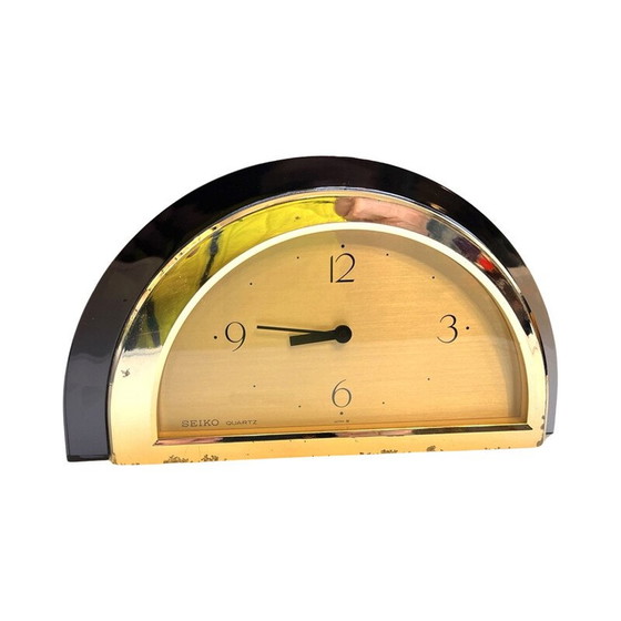 Image 1 of Horloge de cheminée à quartz en plastique et plexiglas pour Seiko, Japon 1980