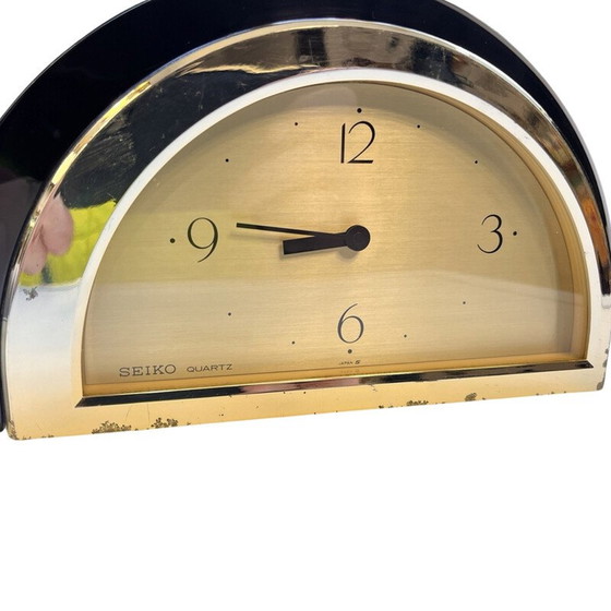 Image 1 of Horloge de cheminée à quartz en plastique et plexiglas pour Seiko, Japon 1980