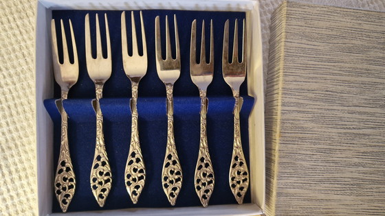 Image 1 of Fourchettes à pâtisserie vintage Ajour Motif