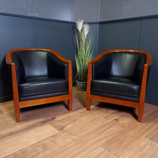 Fauteuil club vintage bleu foncé 1 de 2