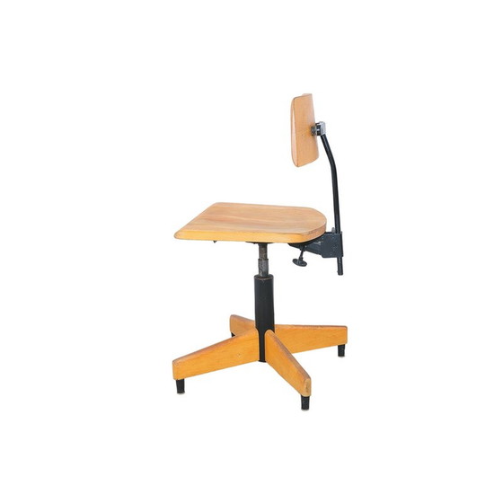 Image 1 of Fauteuil de bureau vintage en fer et hêtre pour Kovona, Tchécoslovaquie 1970