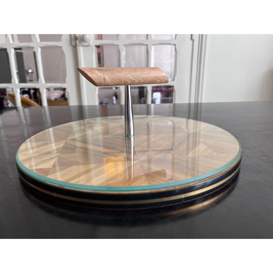 Image 1 of Plateau vintage en marqueterie de paille, 1960s