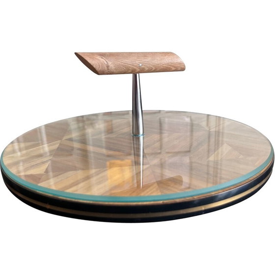 Image 1 of Plateau vintage en marqueterie de paille, 1960s