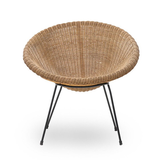 Image 1 of Fauteuil vintage en rotin tressé et métal, Italie 1950