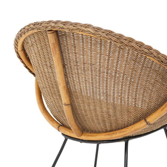 Image 1 of Fauteuil vintage en rotin tressé et métal, Italie 1950
