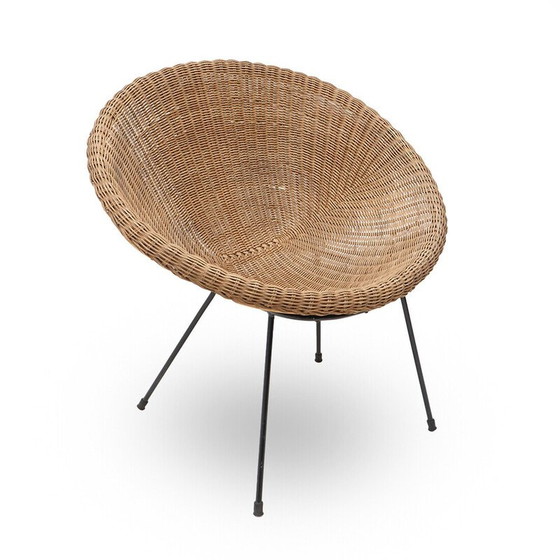 Image 1 of Fauteuil vintage en rotin tressé et métal, Italie 1950