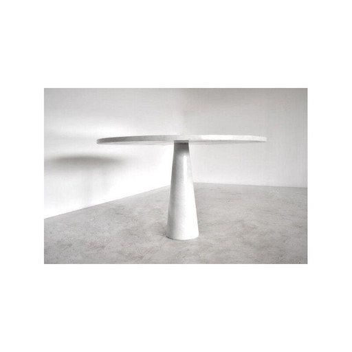 Table de salle à manger ronde Eros en marbre blanc de Carrare par Angelo Mangiarotti, Italie, années 1970