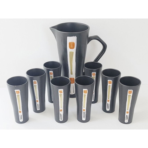 Service à orangeade vintage en céramique, 1950