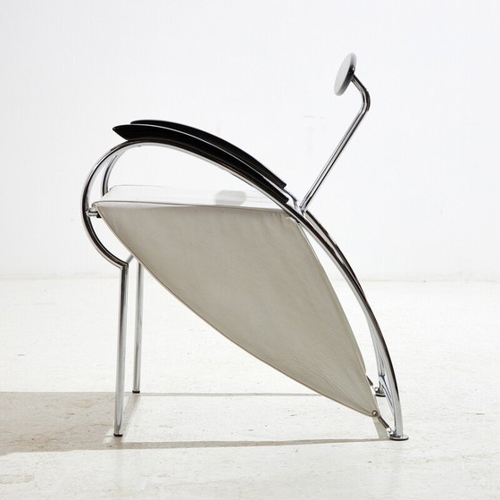 Image 1 of Fauteuil vintage "Notorious" en acier chromé et cuir par Massimo Iosa Ghini pour Moroso, Italie 1980