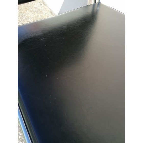 Image 1 of Ensemble de 4 chaises en skaï noir et chromé 1970