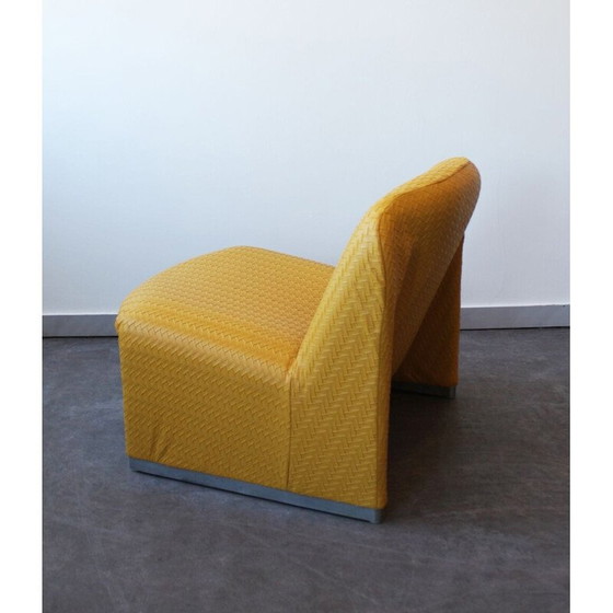 Image 1 of Paire de fauteuils Alky vintage en aluminium et cuir jaune tissé par Giancarlo Piretti pour Castelli, Italie