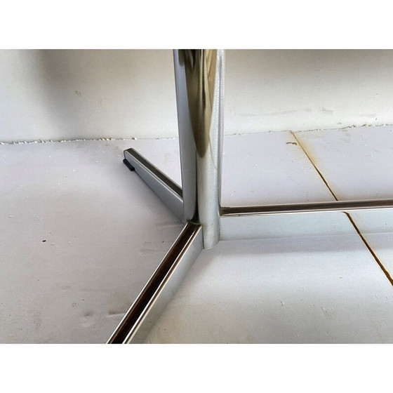 Image 1 of Table basse vintage en céramique bleue et acier chromé pour Vallauris, 1960