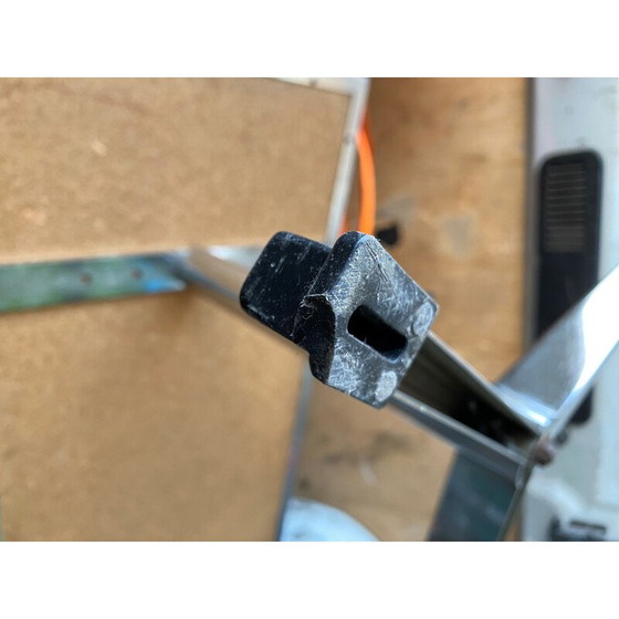 Image 1 of Table basse vintage en céramique bleue et acier chromé pour Vallauris, 1960