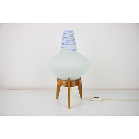 Image 1 of Lampe de table vintage en bois et verre par Uluv, Tchécoslovaquie 1960