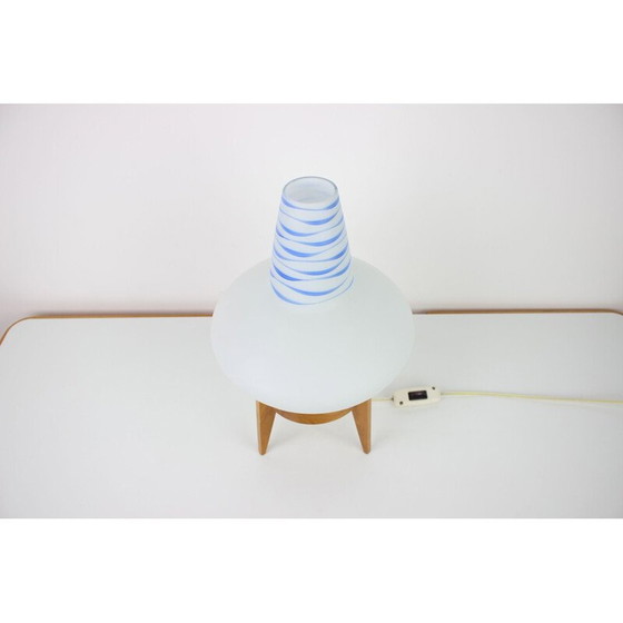 Image 1 of Lampe de table vintage en bois et verre par Uluv, Tchécoslovaquie 1960