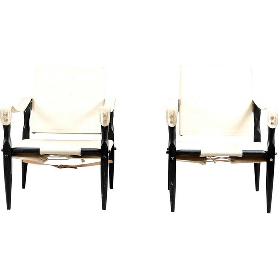 Image 1 of Paire de fauteuils Safari vintage en bois de chêne par Wilhelm Kienzle pour Wohnbedarf, Suisse 1949