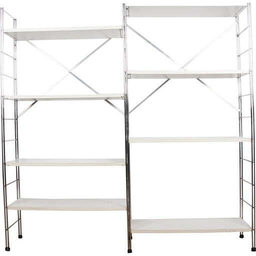 Bibliothèque vintage en bois et aluminium par String, Allemagne 1970