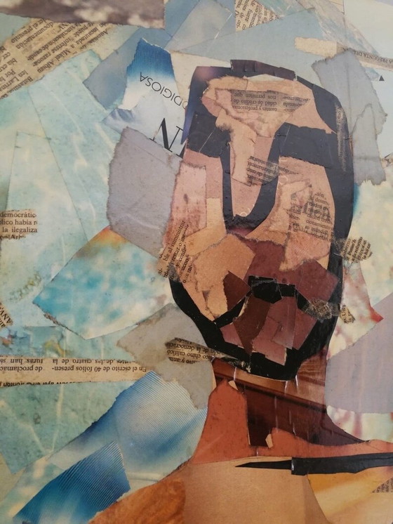 Image 1 of Collage artistique figuratif Diptyque sur bois