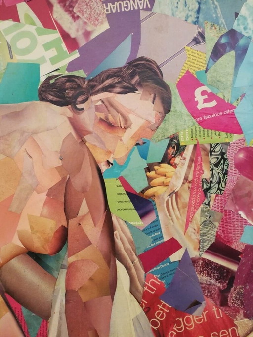 Collage artistique figuratif Diptyque sur bois