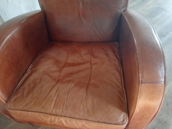 Image 1 of Fauteuil à roulettes en cuir de mouton