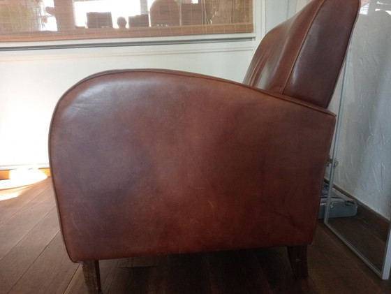 Image 1 of Fauteuil à roulettes en cuir de mouton