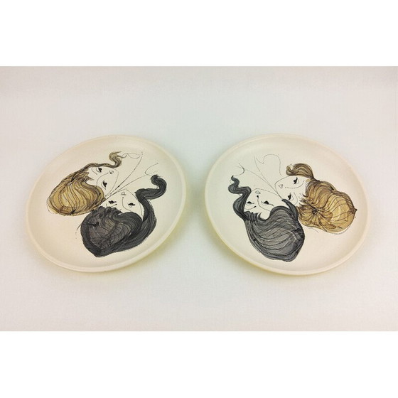 Image 1 of Paire d'assiettes en céramique de Le Brescon, 1950
