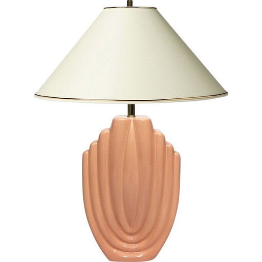 Lampe Vintage Art Deco en céramique rose saumon, 1980